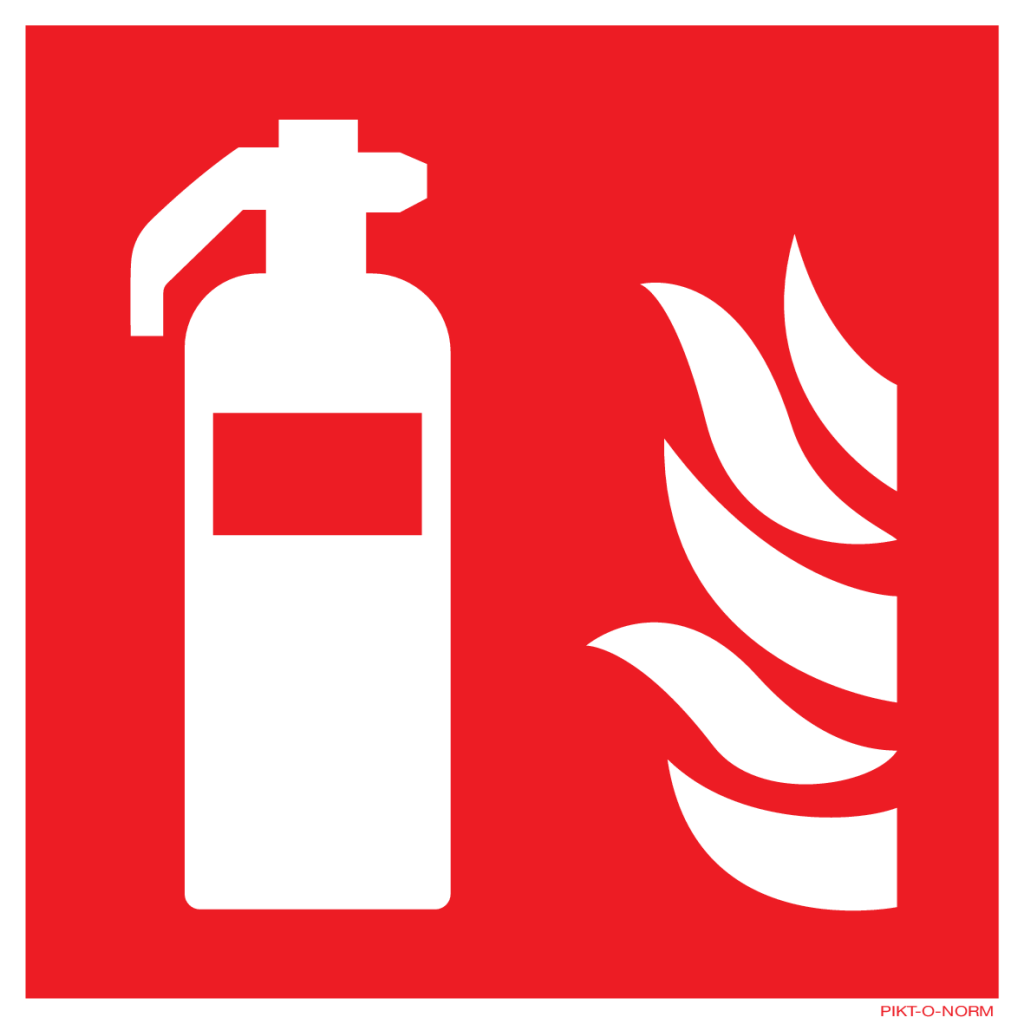 Brandblusserbord PP, afm. 10 x 10 cm,  rood met wit pictogram